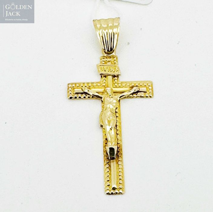 Złota zawieszka wisiorek Krzyż Krzyżyk złoto pr. 585 waga 1,83g 3,7 cm