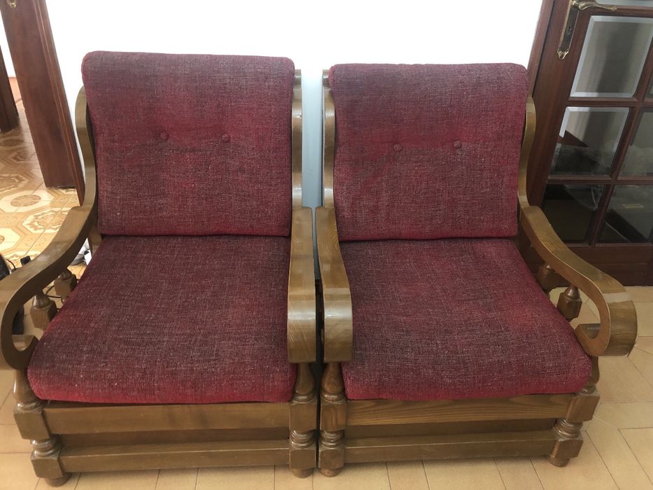 Sofá/ poltrona madeira vermelho