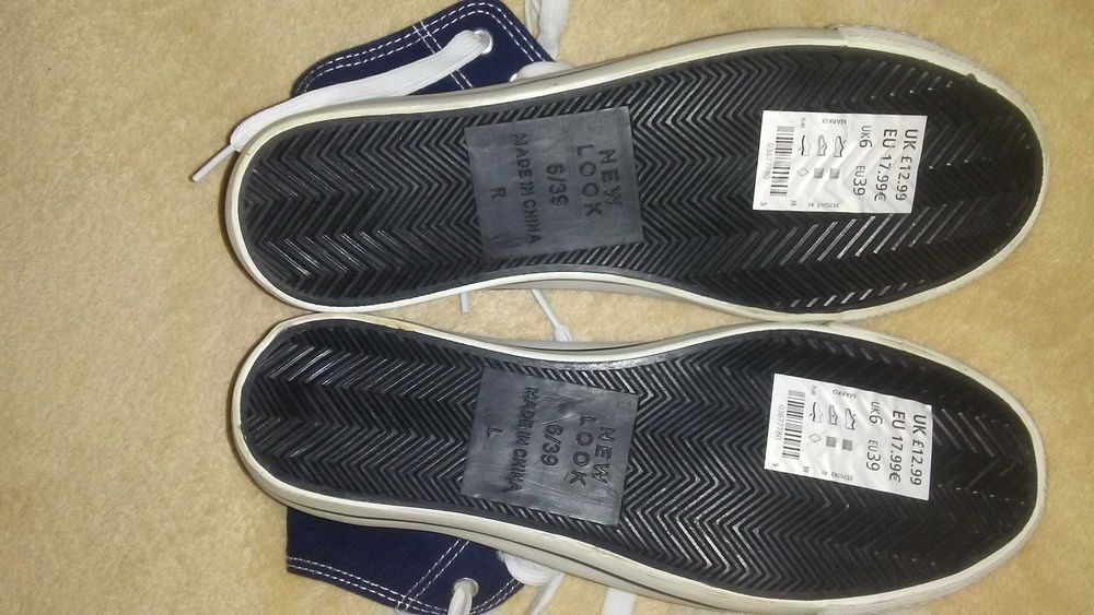 Темно-сині високі кросівки з парусинової тканини New look,38-39 р.