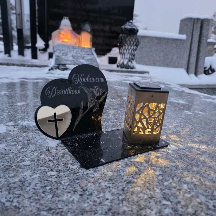 Znicz Kochany Dziadek LED Statuetka Pamięci Duży Lampion Grób