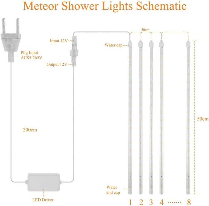spadające sople padający śnieg lampki LED na balkon okno