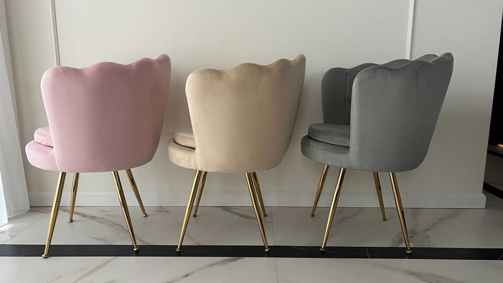 Fotel krzesło muszelka beżowe tapicerowane