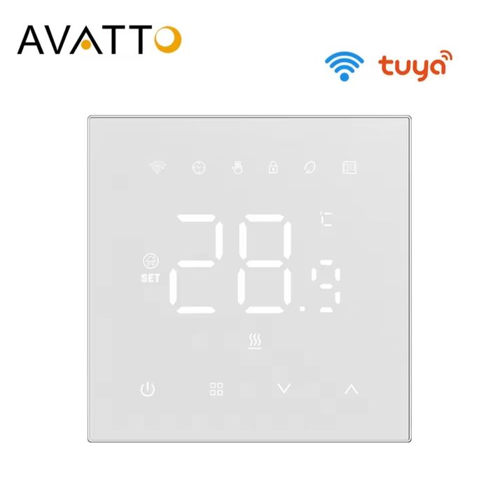 Терморегулятор WIFI білий чорний Tuya Smart Life  тепла підлога Avatto