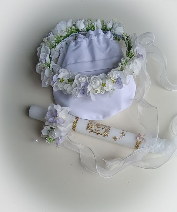 Wianek komunijny biały