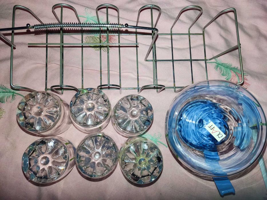 Набір чайник заварник та стакани 6 шт. на металевій підставці