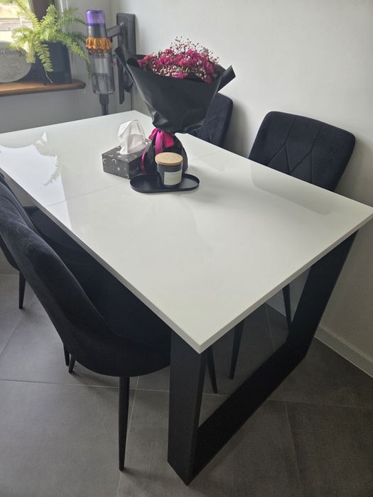 Stół rozkładany styl  loft biały 80x130-220
