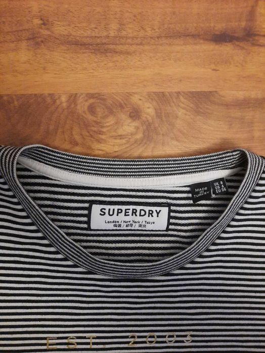 Bluza z długim rękawem w paski longsleeve Superdry rozmiar 36