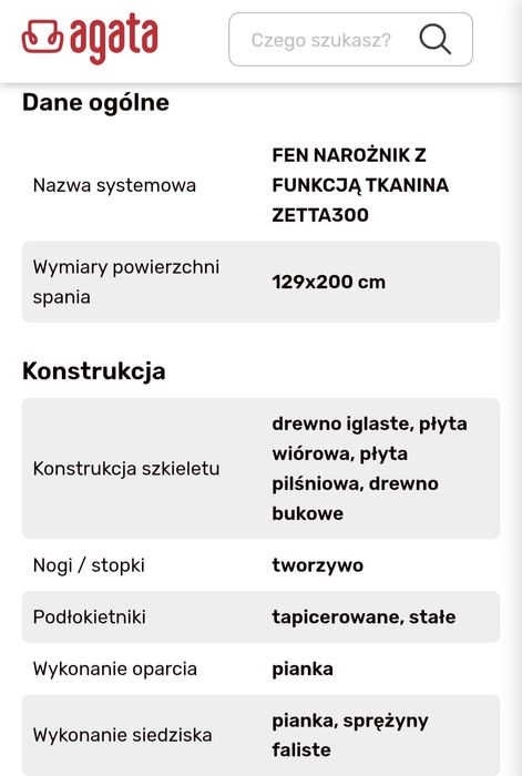 Narożnik z funkcją spania FEN *Agata Meble