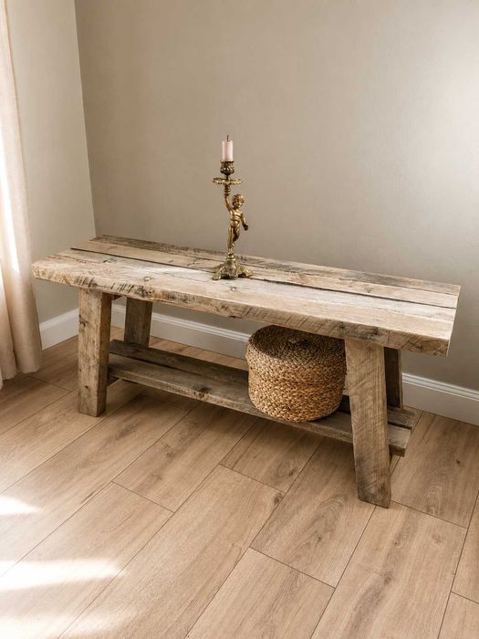 Ławka drewniana loft 80 cm | lite drewno | ręcznie robiona