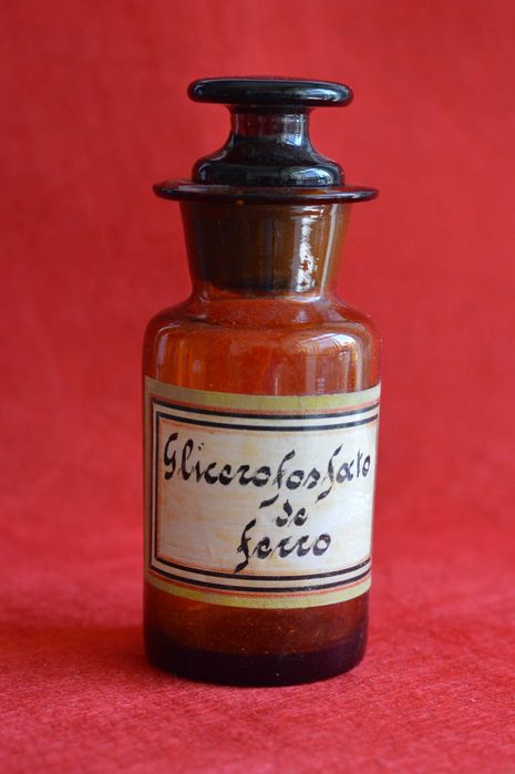 Frasco de Farmácia - antigo  - GLICEFOSFATO DE FERRO