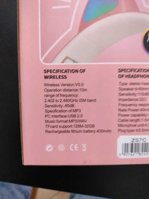 Słuchawki bluetooth Cat RGB
