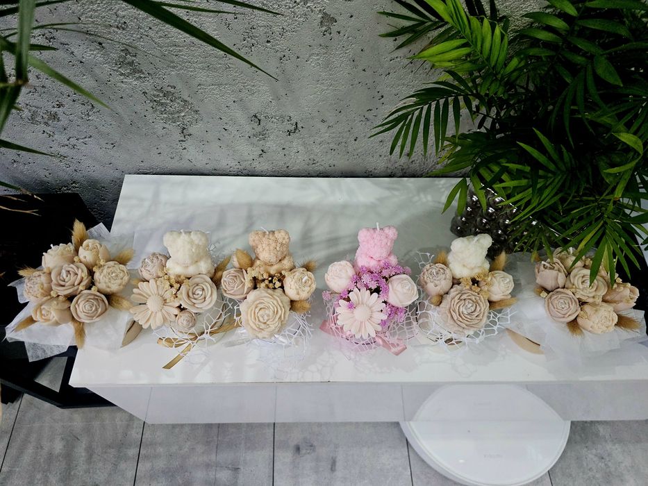 Flowerbox ze świec sojowych. Podziękowanie prezent na dzień babci