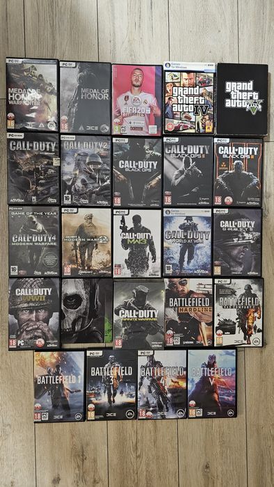Call of duty, Battlefield, Medal Of Honor, GTA, Fifa-Gry oraz pudełka