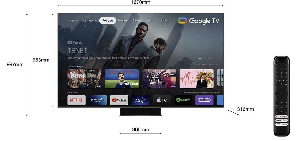 Telewizor Mini Led TCL 75C845: 4K UHD 144 Hz Smart TV: Google TV.