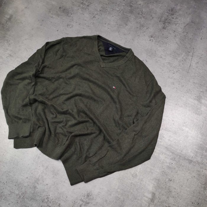 MĘSKI PREMIUM Sweter Kołnierzyk V Bawełna Tommy Hilfiger Elegancki