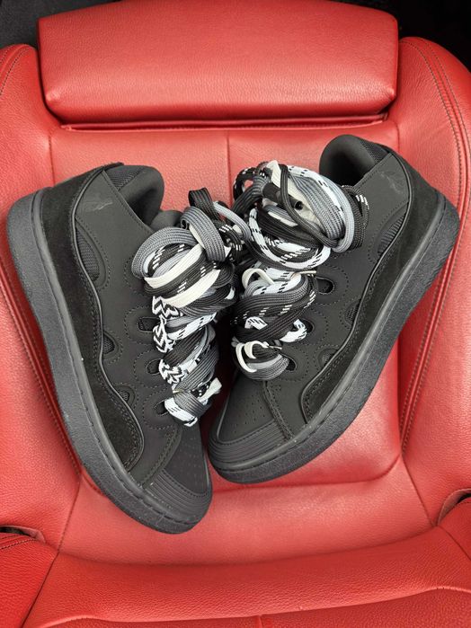 (БЕЗ ПЕРЕДОПЛАТИ)Lanvin Curb Sneaker Black Grey ланвін керб чорно сірі