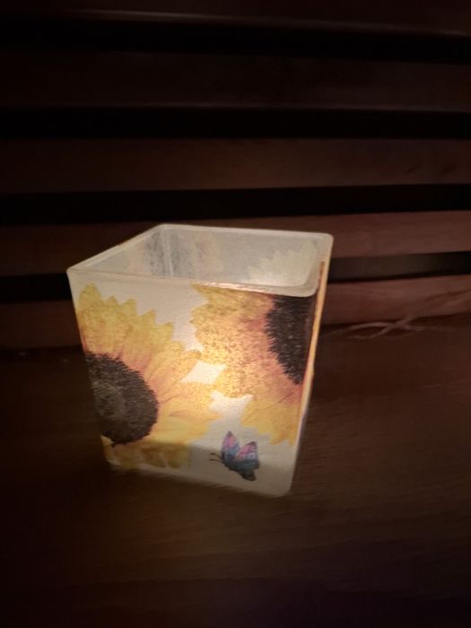 Lampion szklany ze słonecznikami