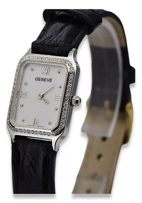 Nowy Zegarek Damski Na Pasku Białe Złoto 14K Z Diamentami lwd055wdw Gd