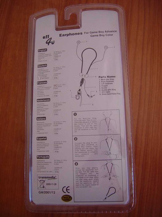 Headphones para Game Boy Advance ou Color.