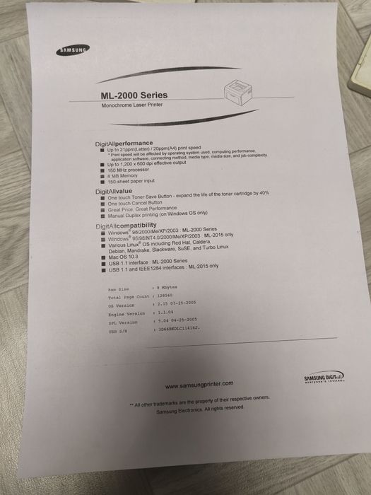 Принтер Samsung ml-2015,ml-1615