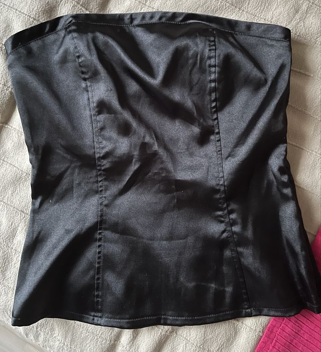 Gorset czarny nowy atłasowy satynowy