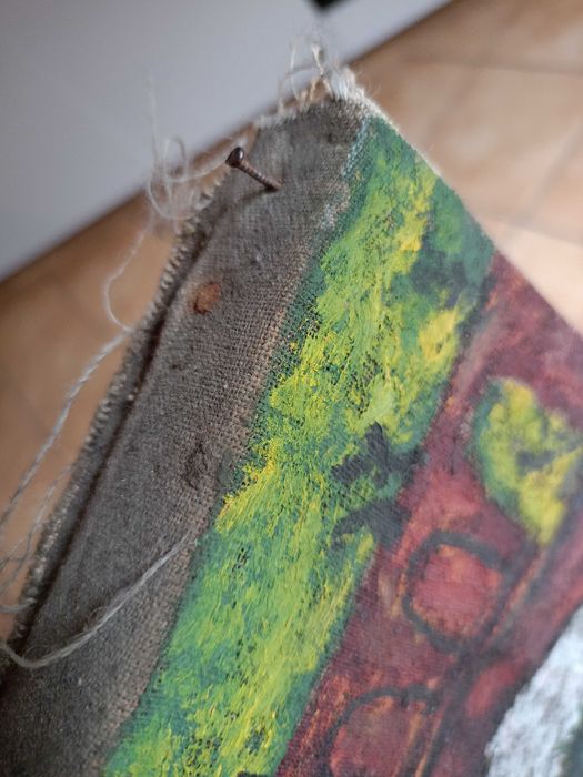 Stary obraz sakralny olej na płótnie ekspresjonizm religijny