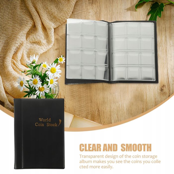 Album na monety 120 kieszonek skórzany kolekcjonerski etui na monety