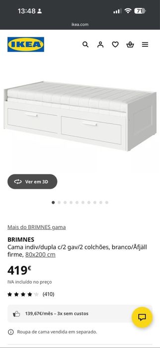 Cama dupla com gavetas de arrumacão e colchões, nova.