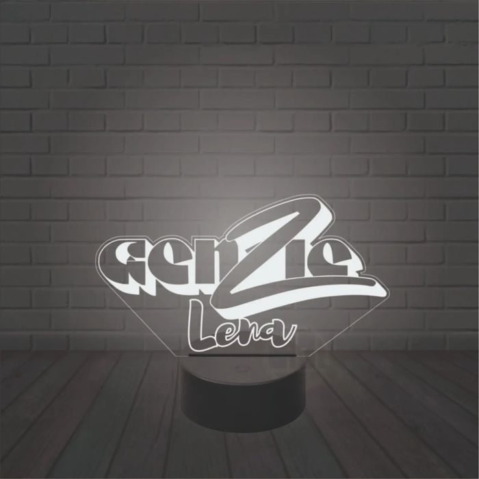 Lampka nocna genzie prezent imię LED 3d ekipa genziara