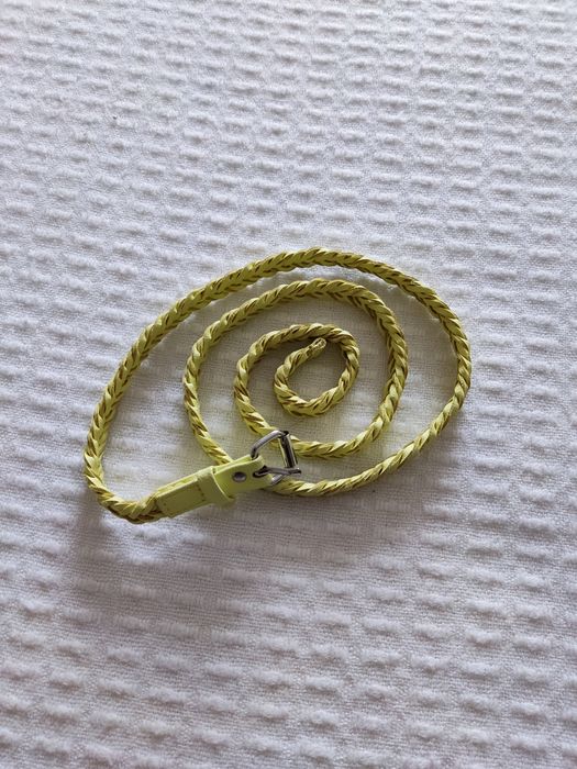 Pleciony pistacjowy zielony  pasek by skóra rozmiar uniwersalny