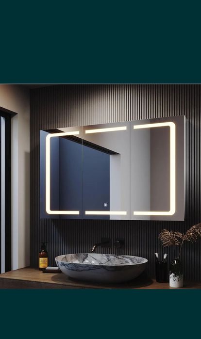 Szafka łazienkowa wisząca z lustrem LED 105x65 cm Generic Sonni biała