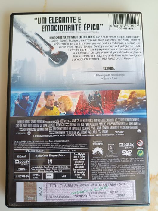 DVD além da escuridão star trek