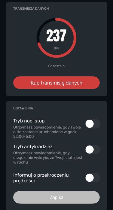 Yanosik GT z abonamentem 237 dni