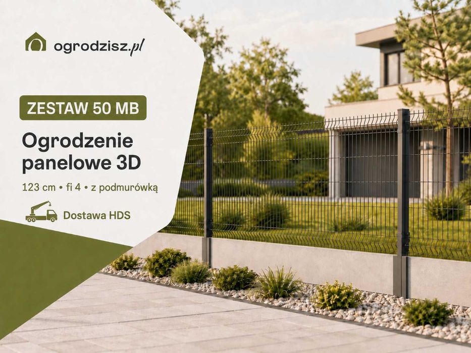 ogrodzenie panelowe 123 cm fi4 + podmurówka 50 mb
