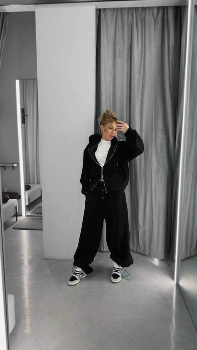 Теплий костюм Пеньє на флісі (зіп-худі + палаццо)