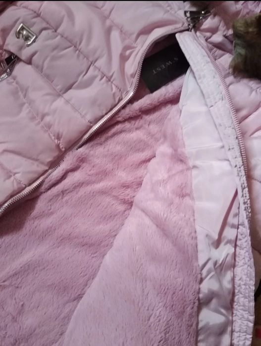 Nowa 42 kurtka zimowa pudrowy róż XL