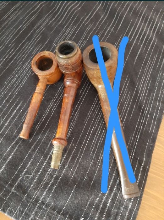 Cachimbo erica madeira e metal antigo