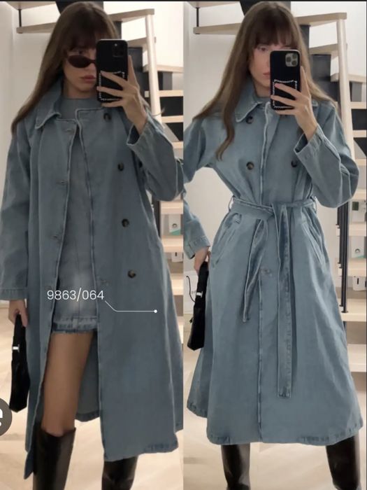 Zara płaszcz trencz denim jeans  S 36