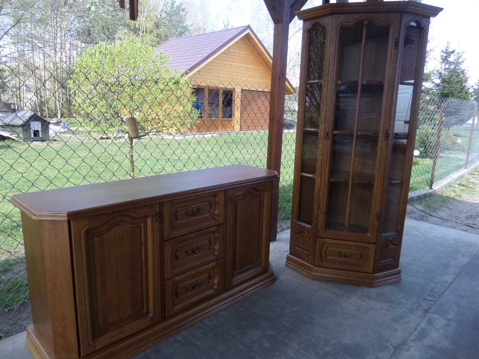 dębowy zestaw  narożna witryna  komoDA stan bdb DOWÓZ WYSYŁKA