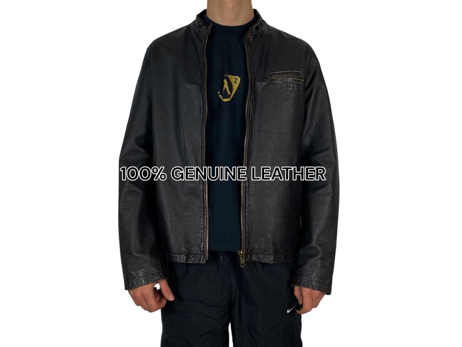 Męska Skórzana Kurtka z Prawdzwej Skóry Brazowa Rozmiar L