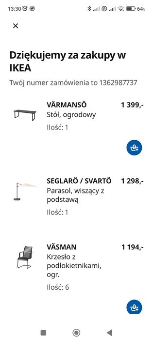 Parasol ogrodowy IKEA 330cmx240cm