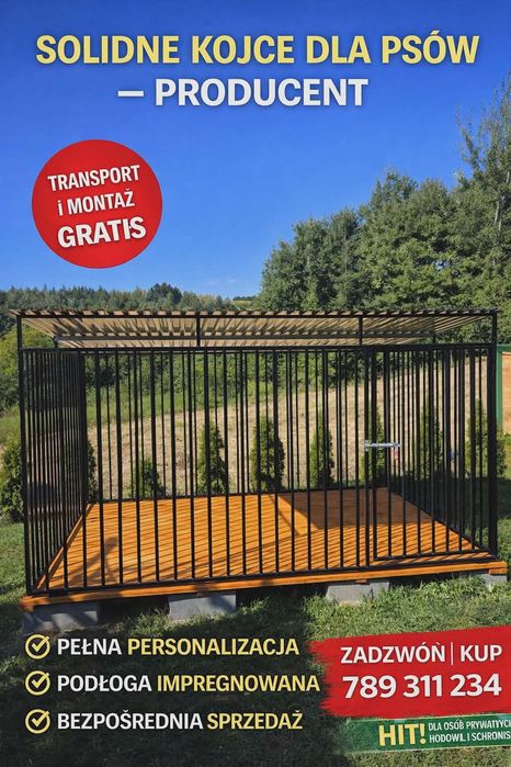 Kojec dla psa Solidny. TRANSPORT I MONTAŻ GRATIS