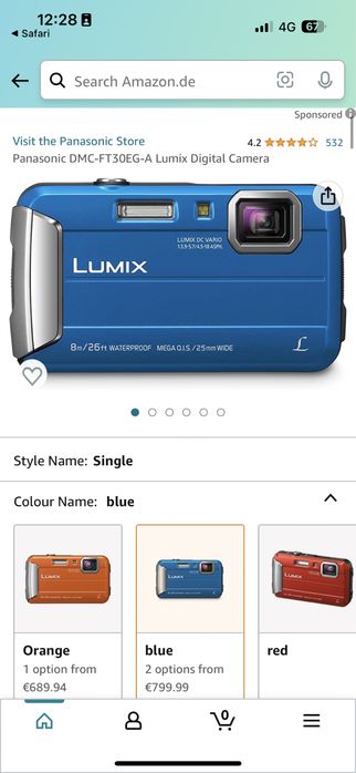 Câmera Panasonic LUMIX à Prova de Água Nova