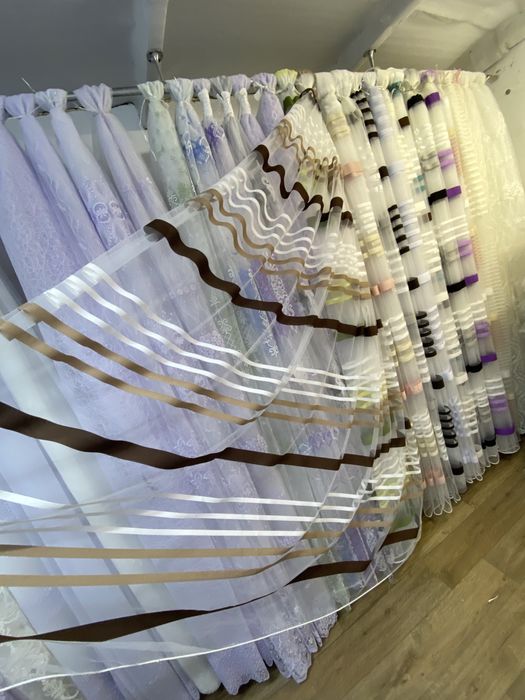 Тюль Фатін Полоска тюлі фатин льон,бамбук, в спальню, в дитячу, штори