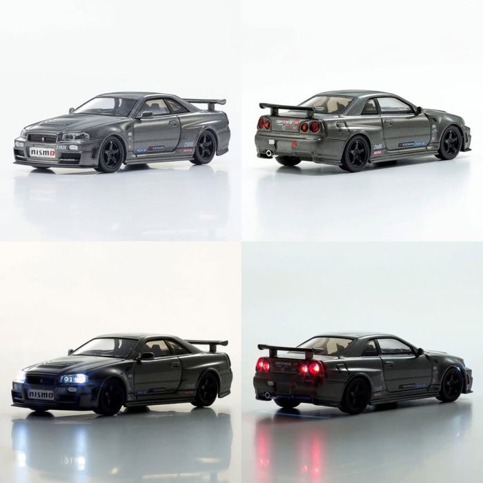 Kyosho 1/64 Nissan Skyline GT-R R34 NISMO Gray LED | Нова
