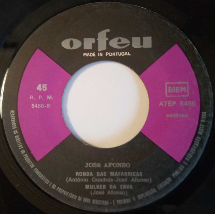 José Afonso	- - - - -		Cantigas do Maio	- - - - -	EP