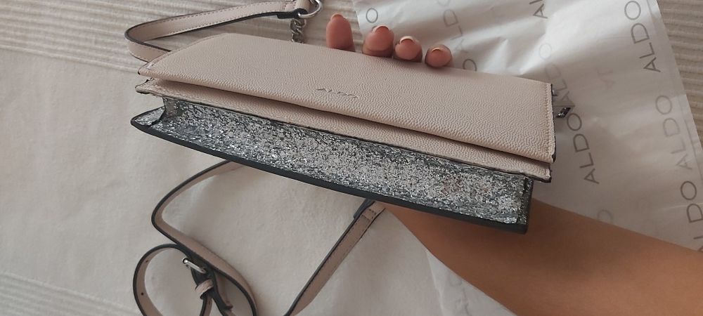 Pochete / mala / carteira ALDO rosa e prateada