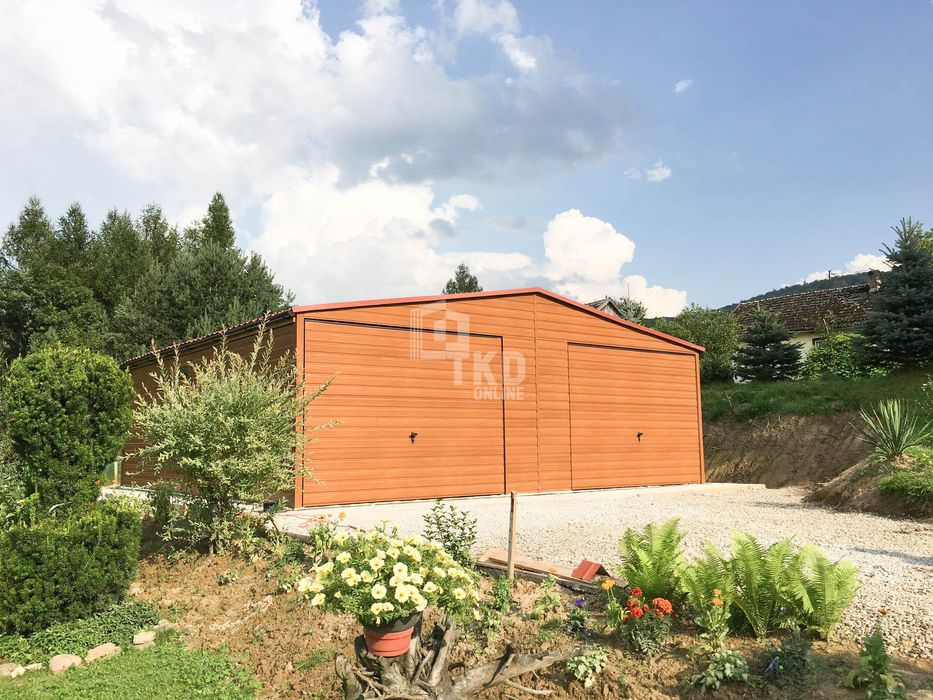 Garaż Blaszany 7,5X6M 2 Brama Uchylna Okno Blachodachówka Rynny Tkd270