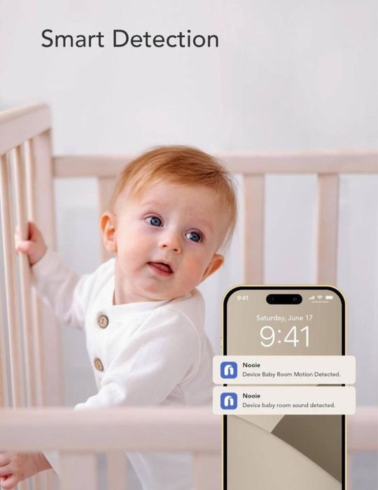 Відеоняня. Домашня камера відеонагляду Nooie WiFi 2K. Колір - кремовий.