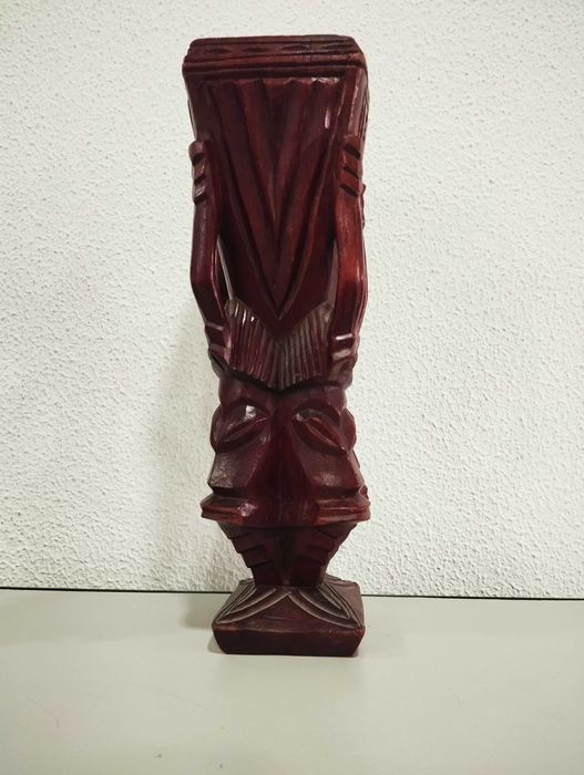 Pack2 Esculturas Africanas Madeira Vermelha–Arte Artesanal Tradicional